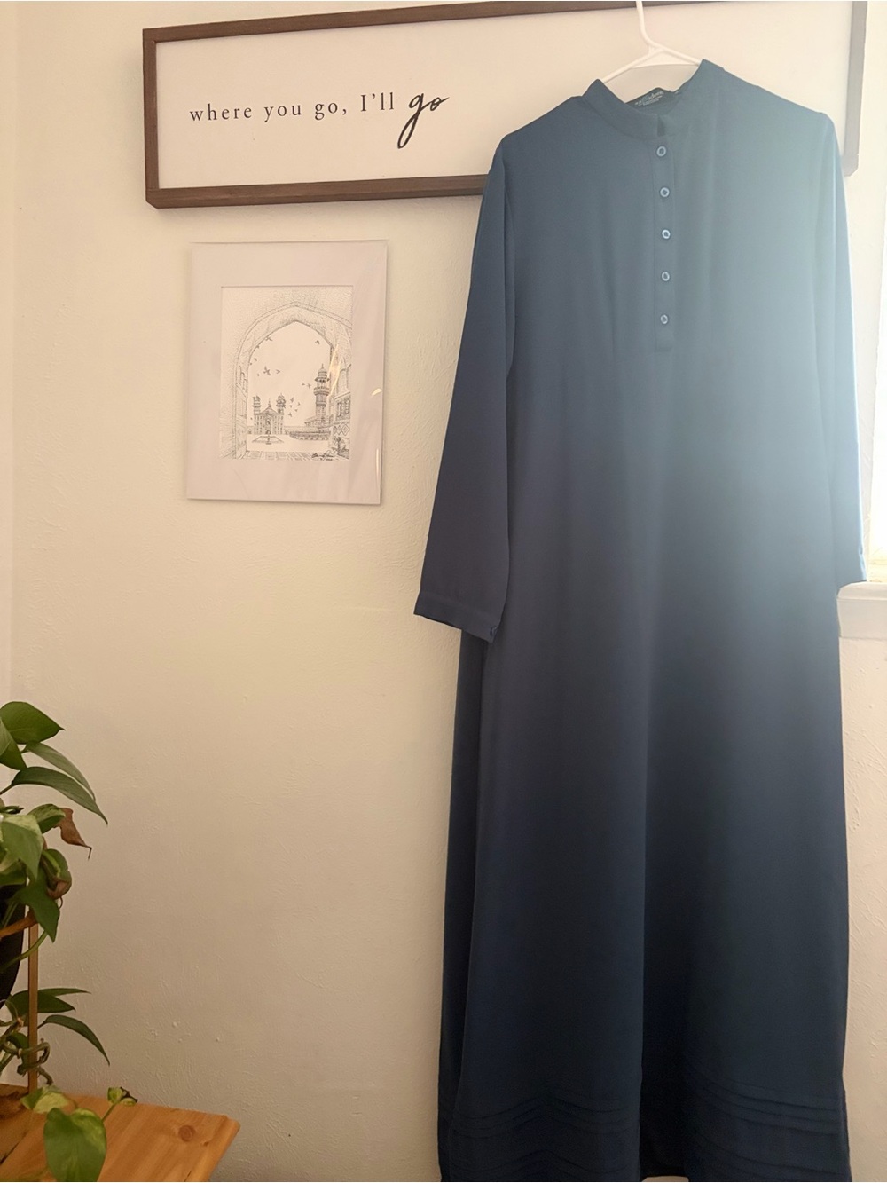 Modest Breastfeeding and Pregnancy Friendly Deep Ocean Blue Abaya
